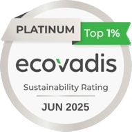 Platinum Medal for being among the top 1% of companies assessed by EcoVadis. Valid until JUN 2025.